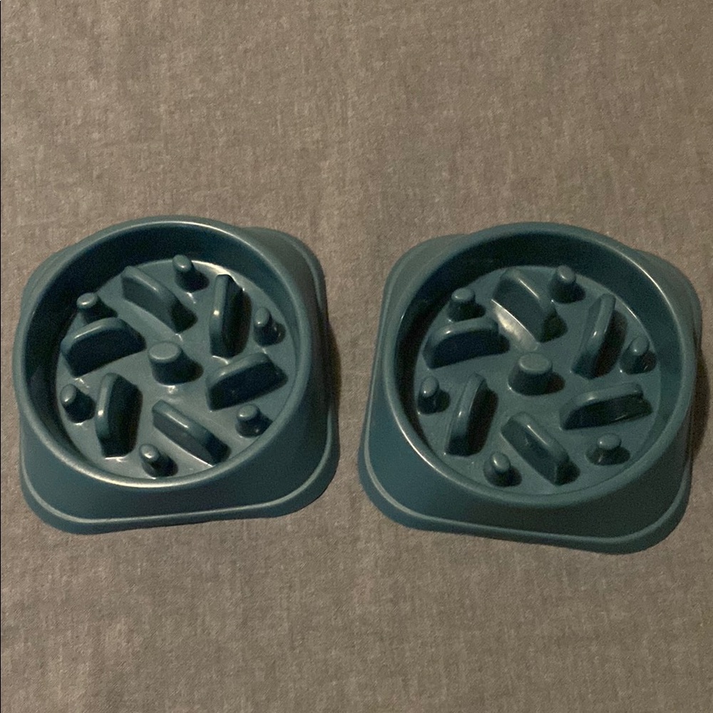 Blue Slow Feeder Dog Bowls